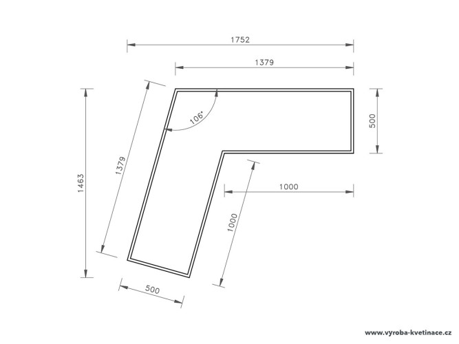 Eckblumentopf - technische Zeichnung